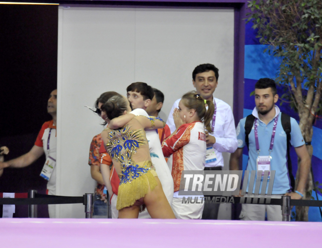 Azərbaycan gimnastı Marina Durunda Avropa Oyunlarında gümüş medal qazandı. Bakı, Azərbaycan, 21 iyun 2015 